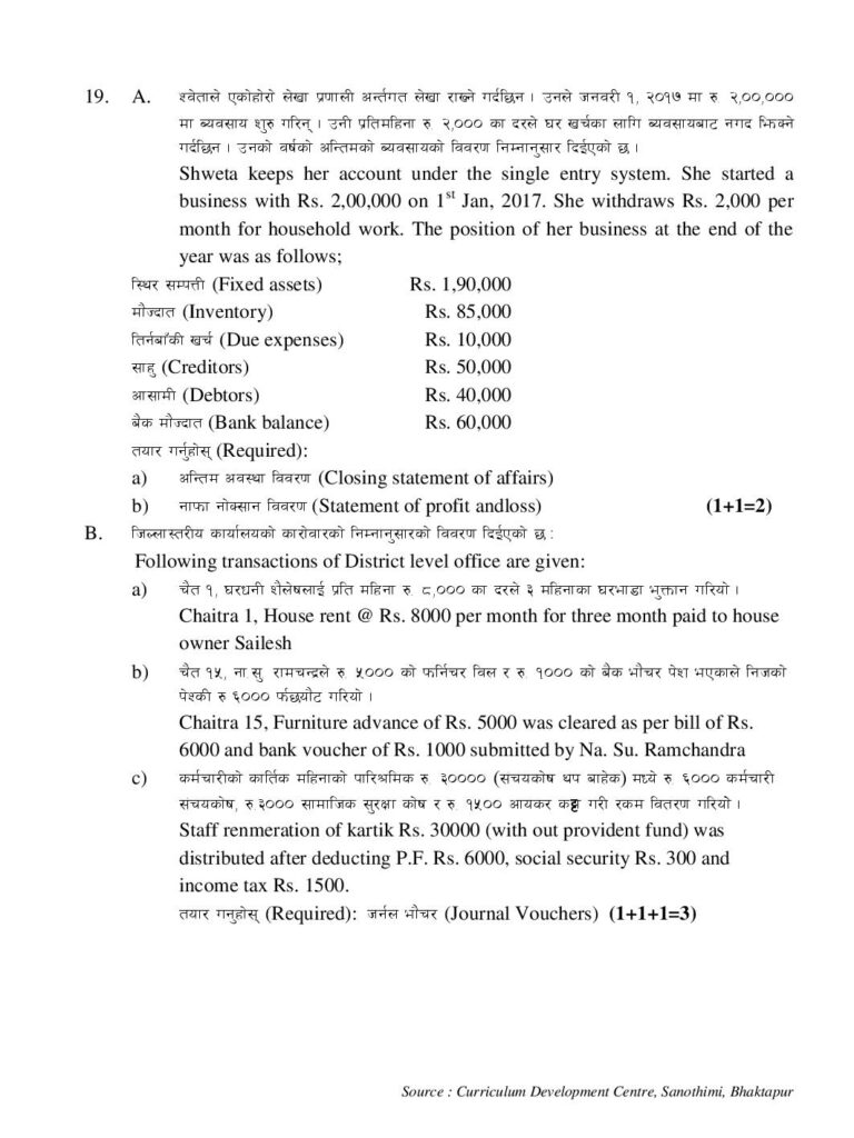 Class 11 Account Model Question page 007